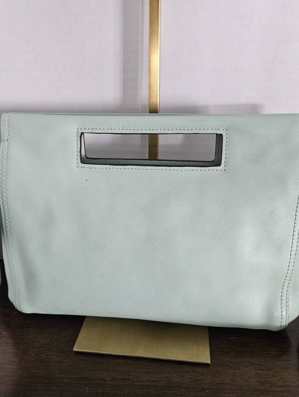 Coach Mint Green Glove Tanned Leather Legacy Basket Clutch Y2k - Picture 2 of 12